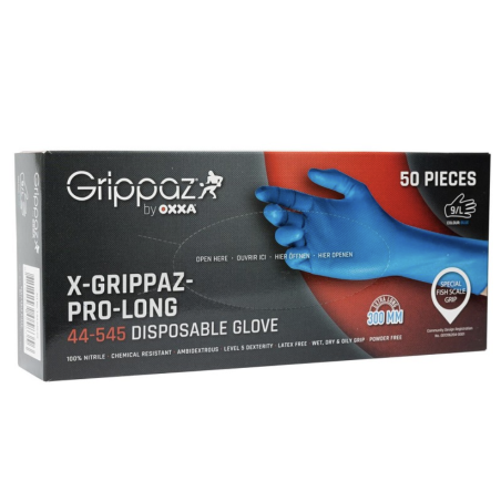 Gants nitrile Grippaz 306/BL - 30 CM, POIDS LOURD, 6 MIL