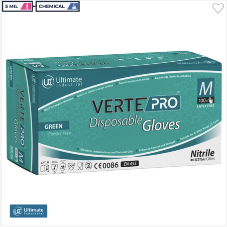 Gants nitrile jetables - Boîte de 100 - XNBR VERTS de 5 MIL DG-VERTEPRO™